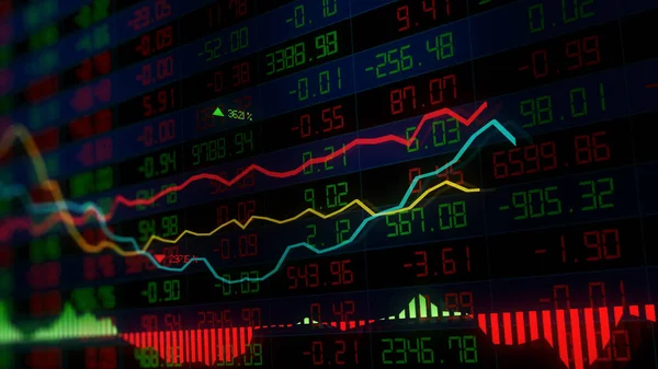 Darstellung Von Aktienindizes Virtuellen Raum Wirtschaftswachstum Rezession Elektronische Virtuelle Plattform — Stockfoto