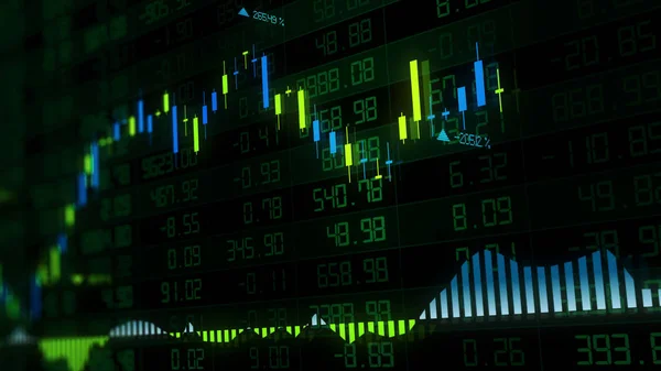 Рендеринг Фондовых Индексов Виртуальном Пространстве Экономический Рост Рецессия Электронная Виртуальная — стоковое фото