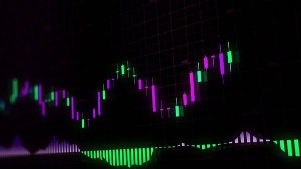 仮想空間における株価指数の レンダリングします 経済成長 景気後退 動向と株式市場の変動を示す電子仮想プラットフォーム — ストック写真