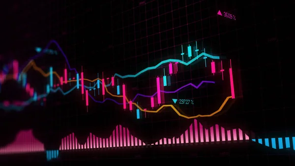 Vykreslování Akciových Indexů Virtuálním Prostoru Hospodářský Růst Recese Elektronické Virtuální — Stock fotografie