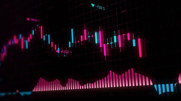 Rendering Börsindex Virtuella Rymden Ekonomisk Tillväxt Recession Elektronisk Virtuell Plattform — Stockfoto