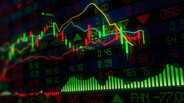 Darstellung Von Aktienindizes Virtuellen Raum Wirtschaftswachstum Rezession Elektronische Virtuelle Plattform — Stockfoto