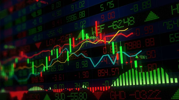 Vykreslování Akciových Indexů Virtuálním Prostoru Hospodářský Růst Recese Elektronické Virtuální — Stock fotografie