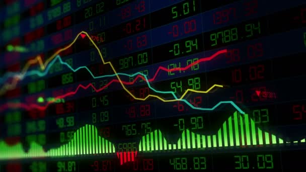 Die Aktienindizes Bewegen Sich Virtuellen Raum Wirtschaftswachstum Rezession Elektronische Virtuelle — Stockvideo