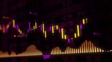 Borsa endeksi sanal uzayda hareket ediyor. Ekonomik büyüme, durgunluk. Elektronik sanal platformu eğilimleri ve borsa dalgalanmalar gösteren. ilmekledi