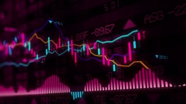 Borsa endeksi sanal uzayda hareket ediyor. Ekonomik büyüme, durgunluk. Elektronik sanal platformu eğilimleri ve borsa dalgalanmalar gösteren. ilmekledi
