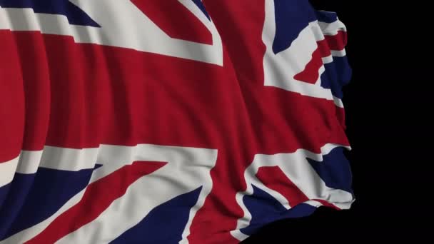 Britische Flagge Zeitlupe Entwickelt Sich Die Fahne Sanft Wind Windwellen — Stockvideo