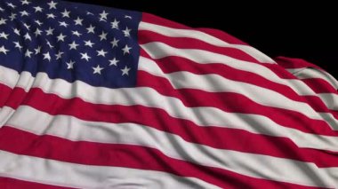 Yavaş hareket içinde Amerikan bayrağı. Bayrak, rüzgarın içinde sorunsuz gelişen bir kumaşın temelinde yapılır. Rüzgar dalgaları bayrağın üzerine yayıldı. Düz hareket bayrağı bu sürümü neredeyse her video için uygundur