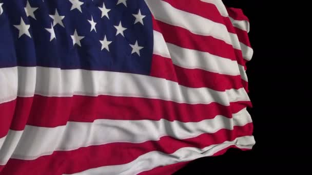 美国国旗慢动作 旗子是在在风中顺利发展的织物的基础上制作的 风浪在国旗上蔓延 这个版本的标志在平滑的运动是适用于几乎任何视频 — 图库视频影像