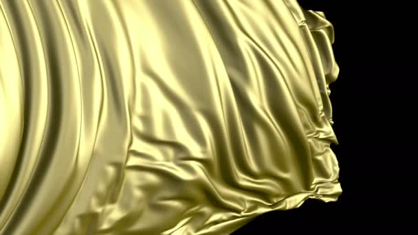 Tecido Dourado Câmara Lenta Tecido Desenvolve Suavemente Vento Ondas Vento — Vídeo de Stock
