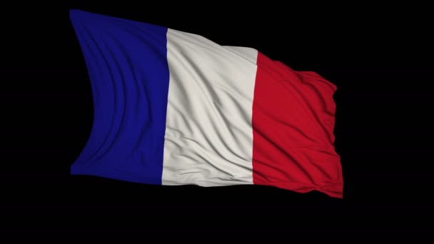 慢动作的法国国旗 旗帜在风中顺利升起 风浪在国旗上蔓延 这个版本的标志在平滑的运动是适用于几乎任何视频 — 图库视频影像