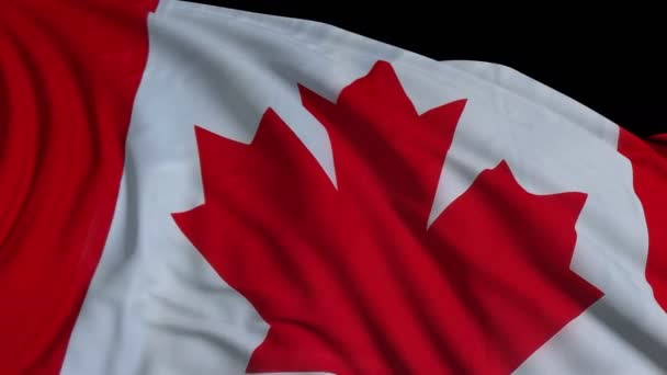 Bandera Canadiense Cámara Lenta Bandera Desarrolla Suavemente Viento Las Olas — Vídeos de Stock