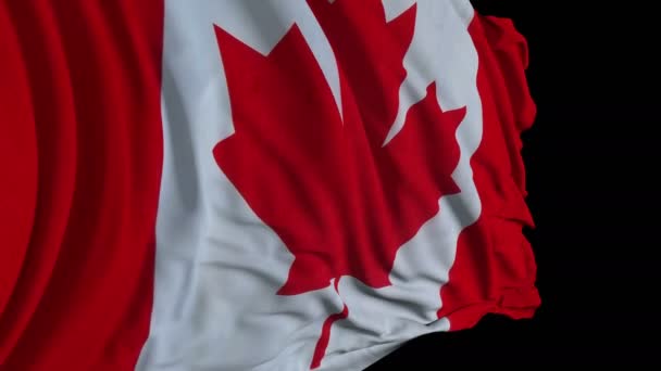 Bandeira Canadiana Câmara Lenta Bandeira Desenvolve Suavemente Vento Ondas Vento — Vídeo de Stock