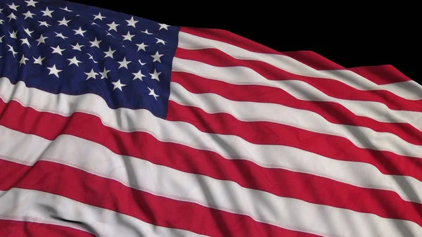 Representación 3D de una bandera americana — Foto de Stock