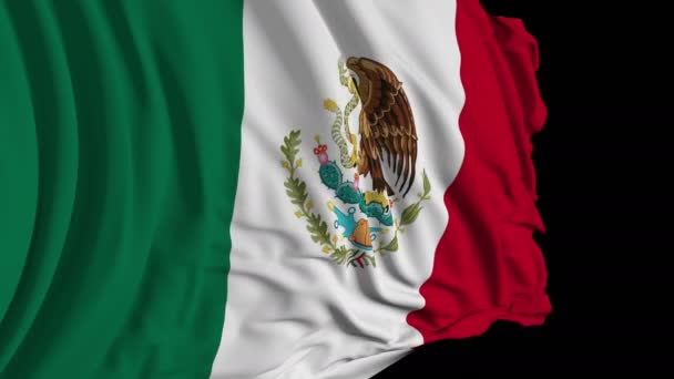 Mexican Flag Slow Motion Flag Develops Smoothly Wind Wind Waves — Stock Video