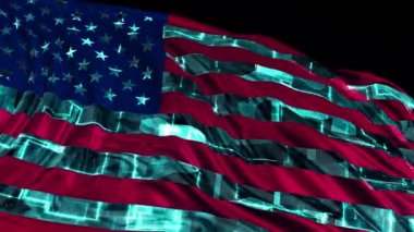 Amerikan bayrağı yavaş hareket siber tarzında yapılmış. Bayrak rüzgârda sorunsuz gelişir. Rüzgar dalgaları bayrağın üzerine yayıldı. Düz hareket bayrağı bu sürümü neredeyse her video için uygundur