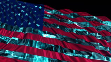 Siber tarzda yapılan Amerikan bayrağı 3D render