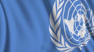 Yavaş hareket içinde un bayrağı. Bayrak rüzgârda sorunsuz gelişir. Rüzgar dalgaları bayrağın üzerine yayıldı. Düz hareket bayrağı bu sürümü neredeyse her video için uygundur