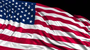 Yavaş hareket içinde Amerikan bayrağı. Bayrak, rüzgarın içinde sorunsuz gelişen bir kumaşın temelinde yapılır. Rüzgar dalgaları bayrağın üzerine yayıldı. Düz hareket bayrağı bu sürümü neredeyse her video için uygundur