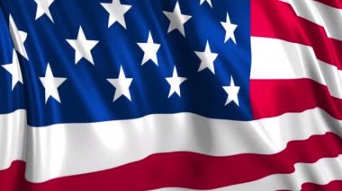 Yavaş hareket içinde Amerikan bayrağı. Bayrak, rüzgarın içinde sorunsuz gelişen bir kumaşın temelinde yapılır. Rüzgar dalgaları bayrağın üzerine yayıldı. Düz hareket bayrağı bu sürümü neredeyse her video için uygundur
