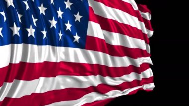 Yavaş hareket içinde Amerikan bayrağı. Bayrak, rüzgarın içinde sorunsuz gelişen bir kumaşın temelinde yapılır. Rüzgar dalgaları bayrağın üzerine yayıldı. Düz hareket bayrağı bu sürümü neredeyse her video için uygundur