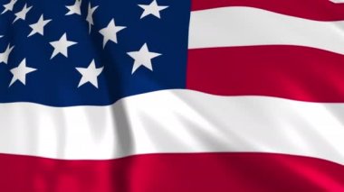 Yavaş hareket içinde Amerikan bayrağı. Bayrak, rüzgarın içinde sorunsuz gelişen bir kumaşın temelinde yapılır. Rüzgar dalgaları bayrağın üzerine yayıldı. Düz hareket bayrağı bu sürümü neredeyse her video için uygundur