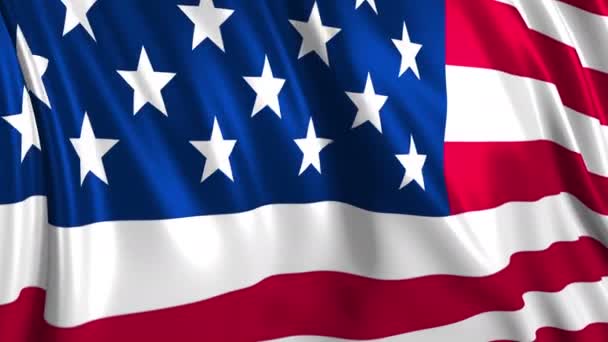 美国国旗慢动作 旗子是在在风中顺利发展的织物的基础上制作的 风浪在国旗上蔓延 这个版本的标志在平滑的运动是适用于几乎任何视频 — 图库视频影像