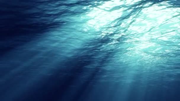 水中の光は 太陽光で構成された美しいベールを作り出します 水中の海の波が振動し 光の光線で流れます — ストック動画