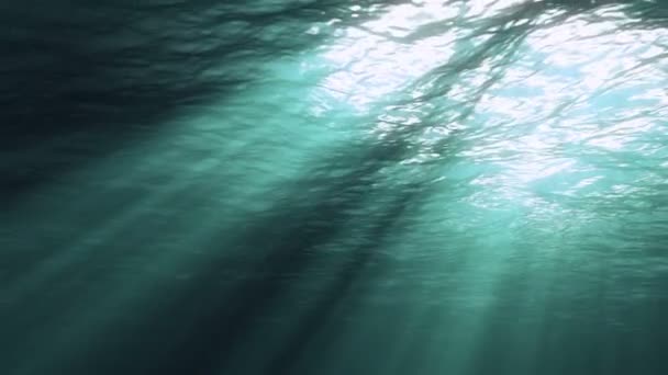 Underwater Light Creates Beautiful Veil Consisting Sunlight Underwater Ocean Waves — Stock Video