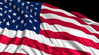 bir Amerikan bayrağı 3D render. Rüzgarın içinde sorunsuz gelişme