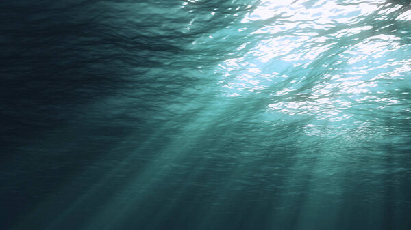 3D rendering of underwater light creates a beautiful solar curta