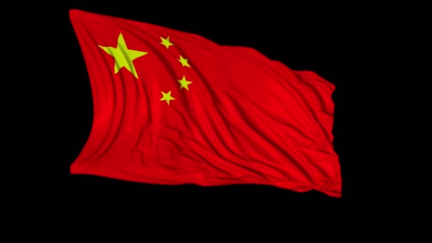 Kinesisk Flag Slowmotion Flaget Udvikler Sig Jævnt Vinden Vindbølger Spredt – Stock-video
