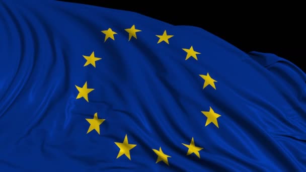 Europese Vlag Slow Motion Vlag Ontwikkelt Zich Vlot Wind Wind — Stockvideo