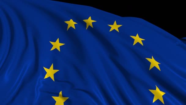 Europaflagge Zeitlupe Entwickelt Sich Die Fahne Sanft Wind Windwellen Breiteten — Stockvideo