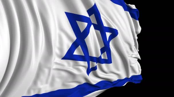 スローモーションでイスラエルの旗 旗が風になめらかに発達する 風の波が旗の上に広がった スムーズな動きでフラグのこのバージョンは ほぼすべてのビデオに適しています — ストック動画