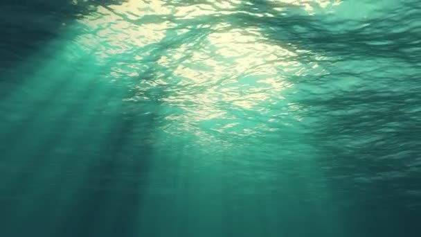 Rays Sunlight Shining Penetrating Deep Clear Blue Water Causing Beautiful — Stock Video