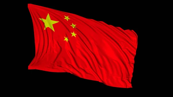 3d rendering of a chinese flag. The flag develops smoothly in the wind