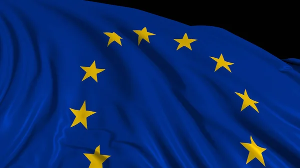 3D візуалізація європейського прапора. Прапор розвивається плавно під час вітру — стокове фото