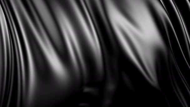 Черная Ткань Замедленной Съемке Ткань Плавно Развивается Ветру Ветровые Волны — стоковое видео