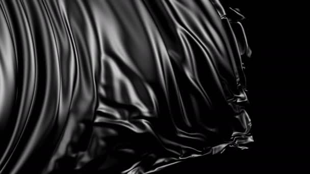 Tissu Noir Ralenti Tissu Développe Douceur Dans Vent Des Vagues — Video