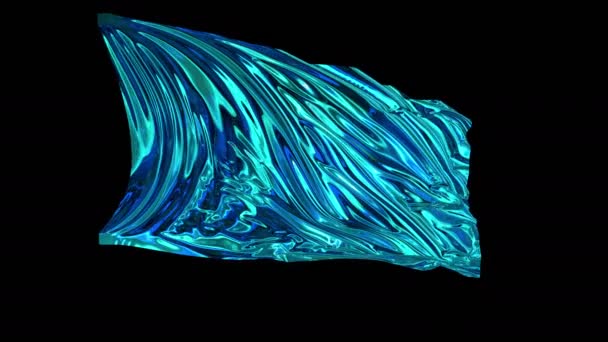 Blue Shiny Fabric Slow Motion Fabric Develops Smoothly Wind Wind — Stock Video