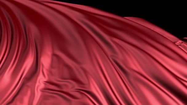 Seda Vermelha Câmara Lenta Tecido Desenvolve Suavemente Vento Ondas Vento — Vídeo de Stock