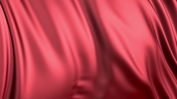 Red Silk Slow Motion Fabric Develops Smoothly Wind Wind Waves — Stock Video