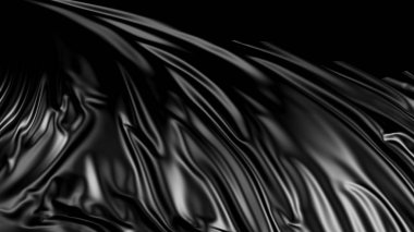 siyah kumaş 3D render. Kumaş rüzgar sorunsuz gelişir