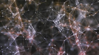 ışık noktaları ile Plexus, puan ve ışık ışınları soyut formları 3D render