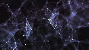ışık noktaları ile Plexus, puan ve ışık ışınları soyut formları 3D render