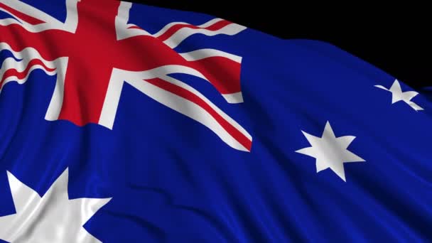 Australian Flag Slow Motion Flag Develops Smoothly Wind Wind Waves — Stock Video