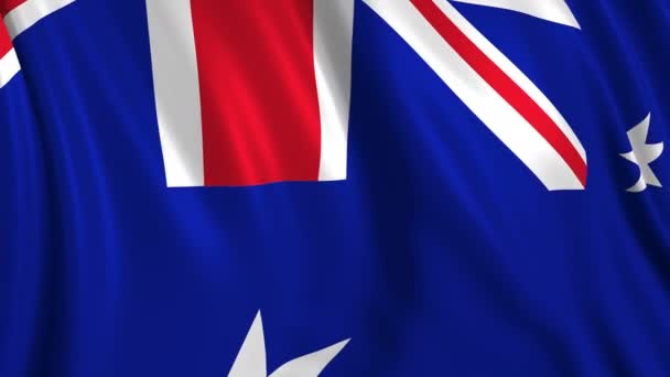 スローモーションでオーストラリアの旗 旗は風の中で滑らかに発達する 風の波が旗の上に広がった 滑らかな動きでフラグのこのバージョンは ほぼすべてのビデオに適しています — ストック動画