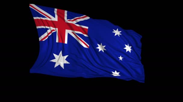 澳大利亚国旗在慢动作 旗帜在风中顺利发展 风浪在旗子上蔓延 平滑运动的标志的这个版本几乎适用于任何视频 — 图库视频影像