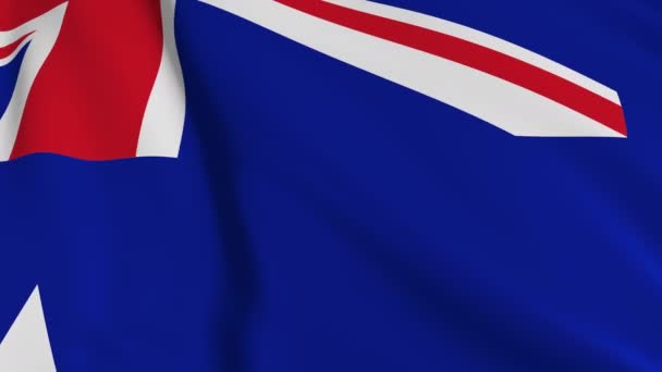 Bandera Australiana Cámara Lenta Bandera Desarrolla Suavemente Viento Las Olas — Vídeo de stock